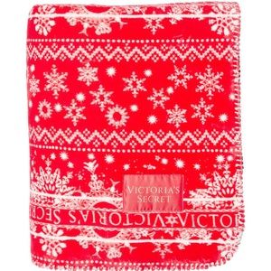 Victoria’s Secret Plush Fleece Sherpa Red White Blanket